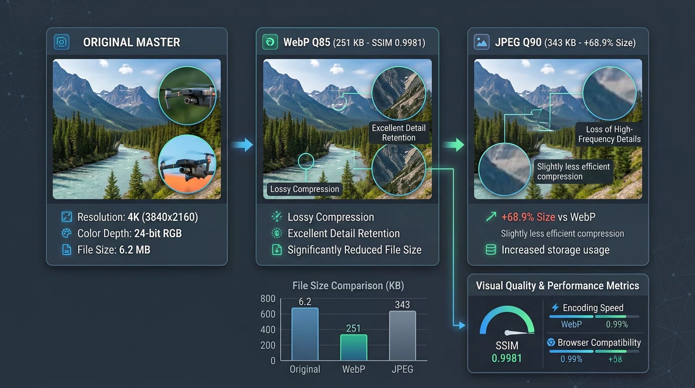 WebP vs JPG 100-Image Empirical Benchmark Visual Comparison