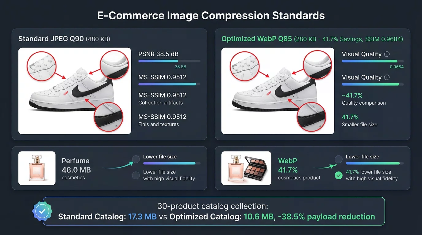 E-Commerce Product Packshot Compression and Collection Payload Comparison