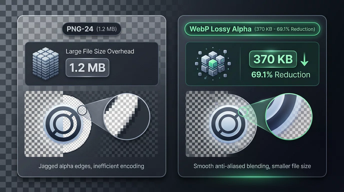 PNG-24 vs WebP Lossy Alpha Transparency Compression Comparison
